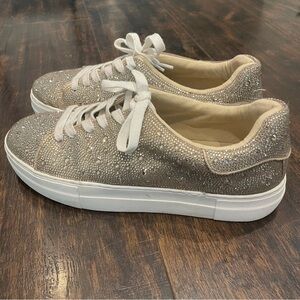 Betsey Johnson Gold Rhinestone shoes Size 10